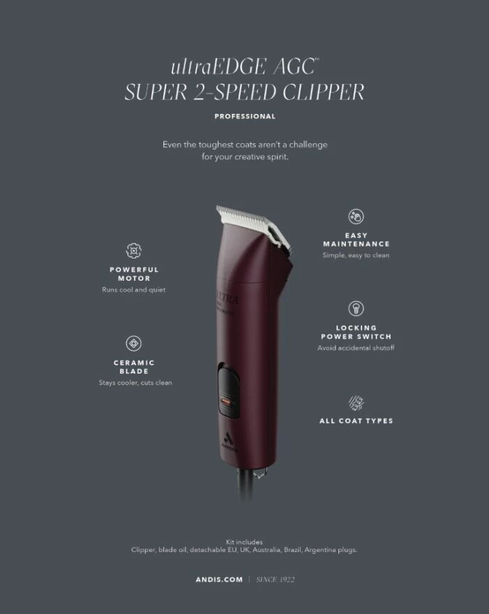 Andis AGCB Super 2 Speed Brushless Clipper - Burgundy - Image 3