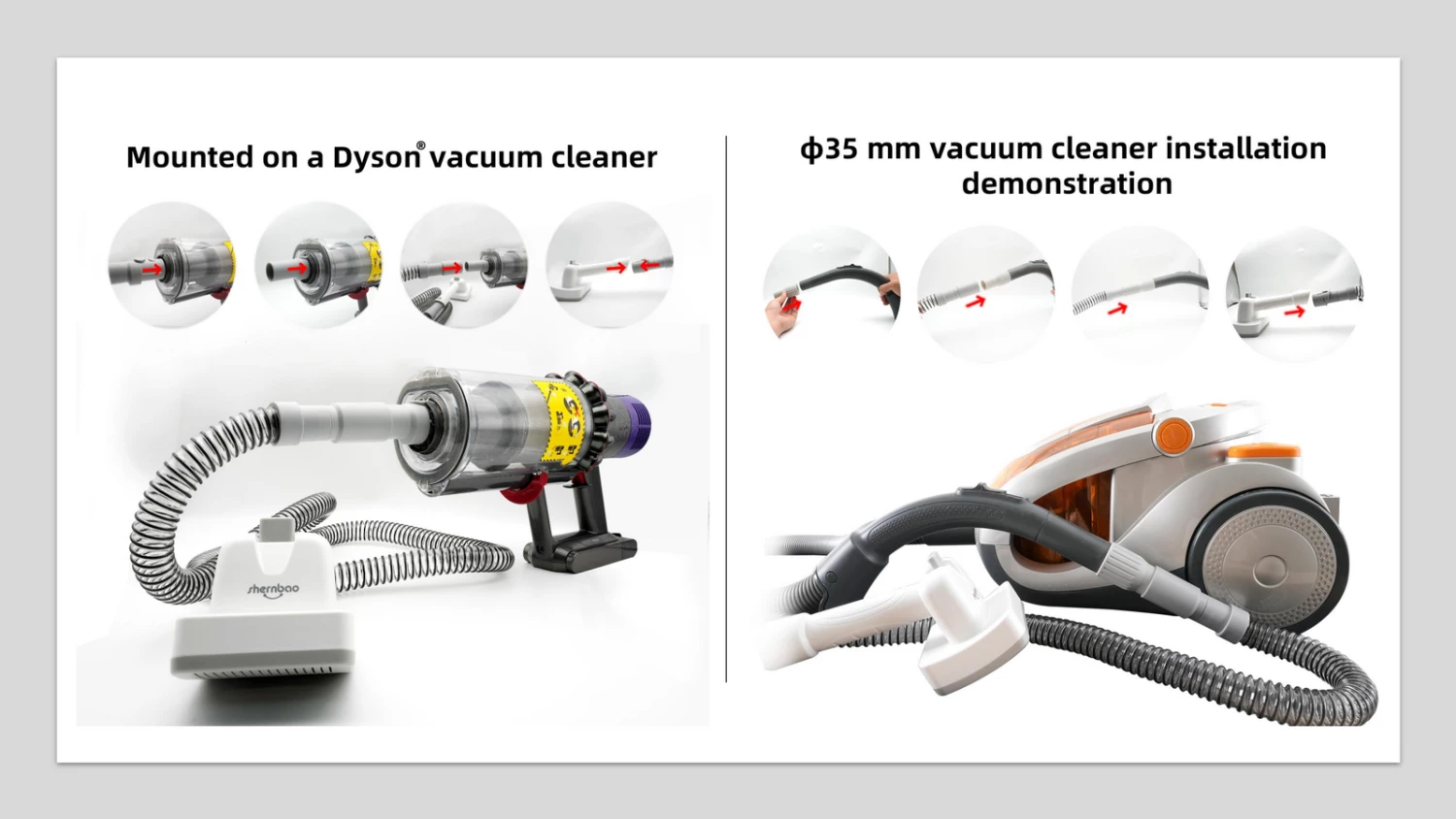 Shernbao Self-Cleaning Pet Brush Kit For Vacuum Cleaners - Image 4