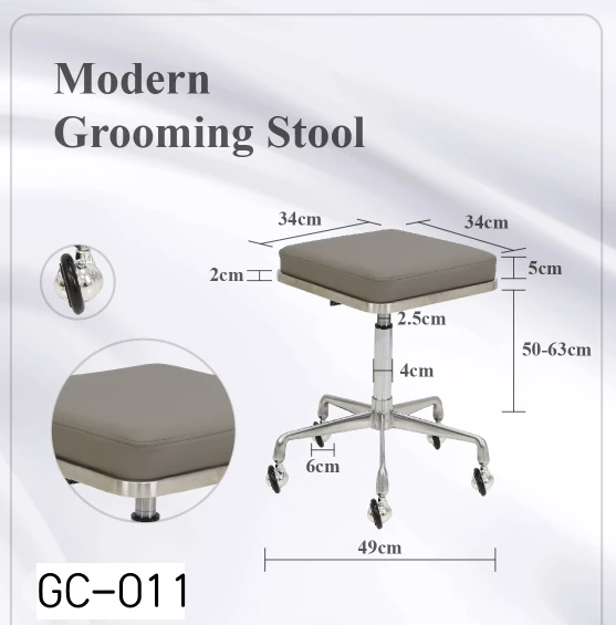 Groomer's Modern Groomer Stool With Square Cushion (Grey) - Image 5