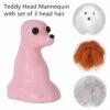 KissGrooming Head Mannequin (Teddy Bear) With Set Of 3 Head Hair