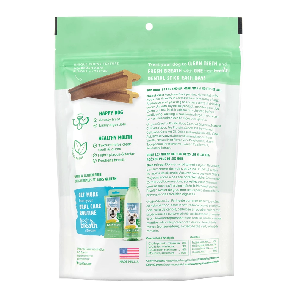 Tropiclean Fresh Breath Dental Stick Vanilla Mint Small - Image 2